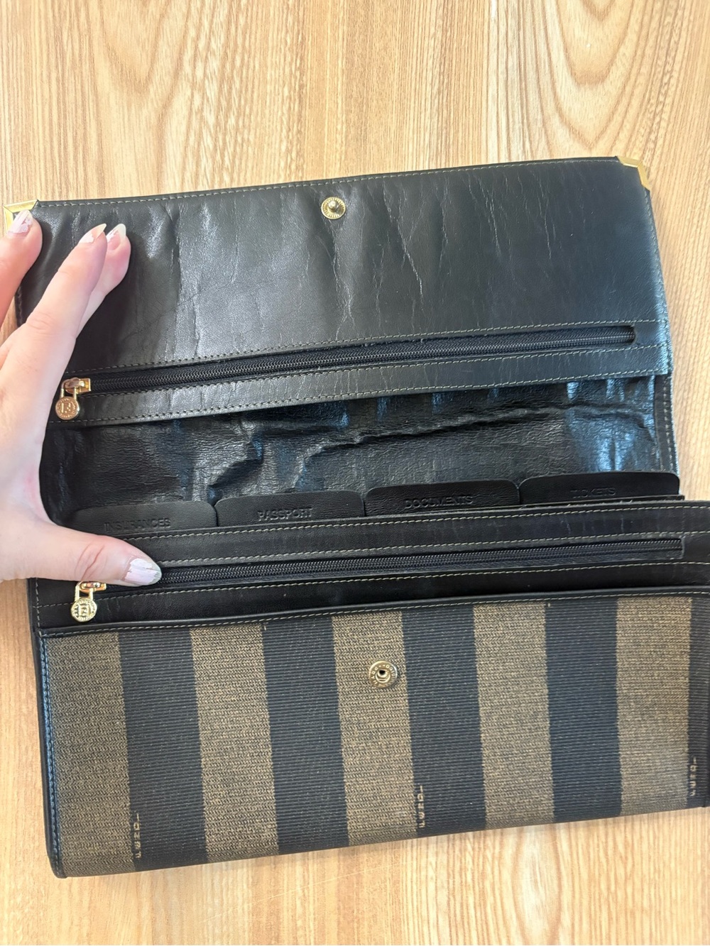 Auth Fendi pecan Organizer Clutch bag leather Vintage - Picture 3 of 16